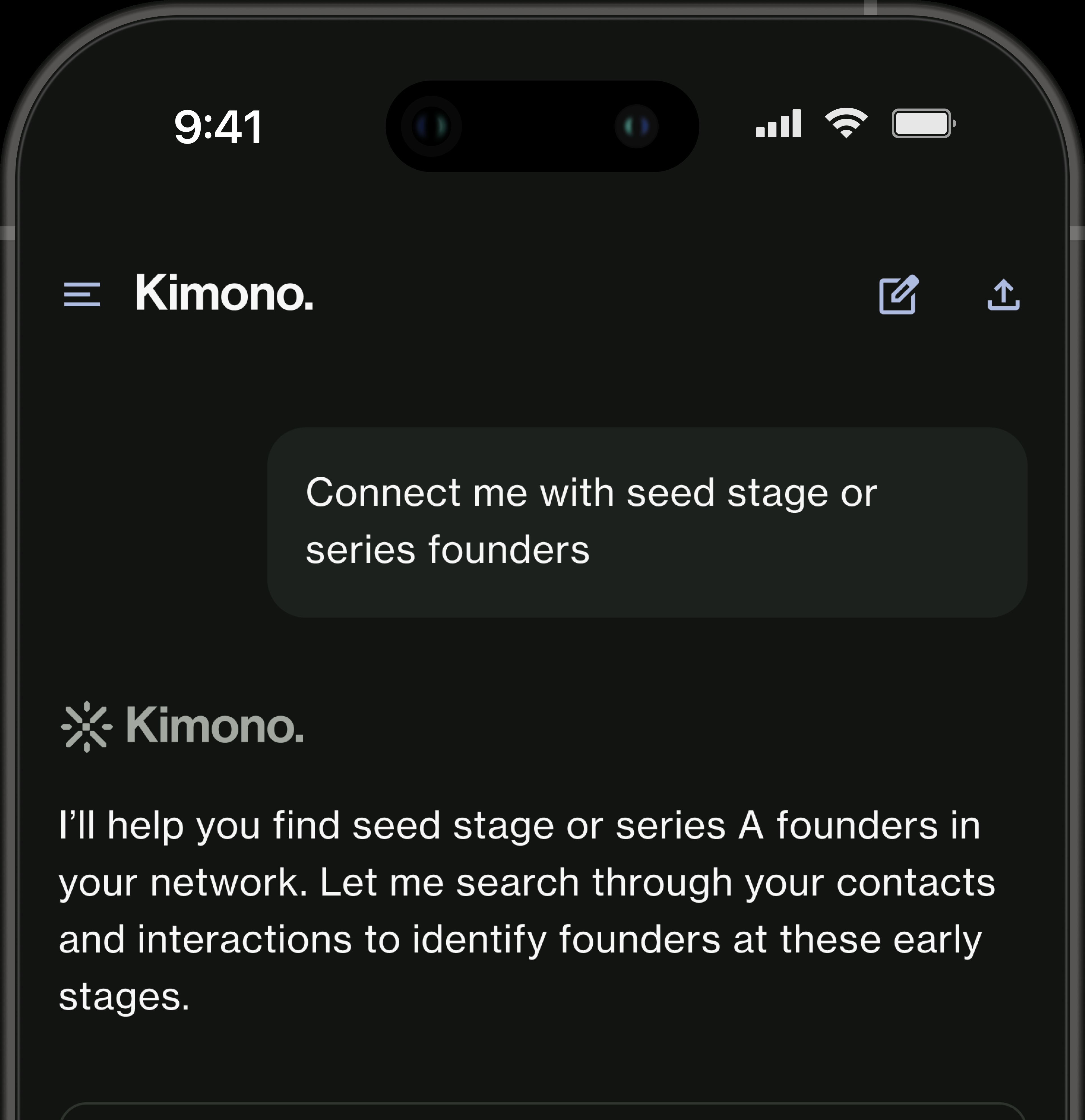 Ask Kimono: Connect me with seed stage founders